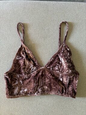 Nasty Gal Crushed Velvet Bralette in Dark Mauve - not brown
